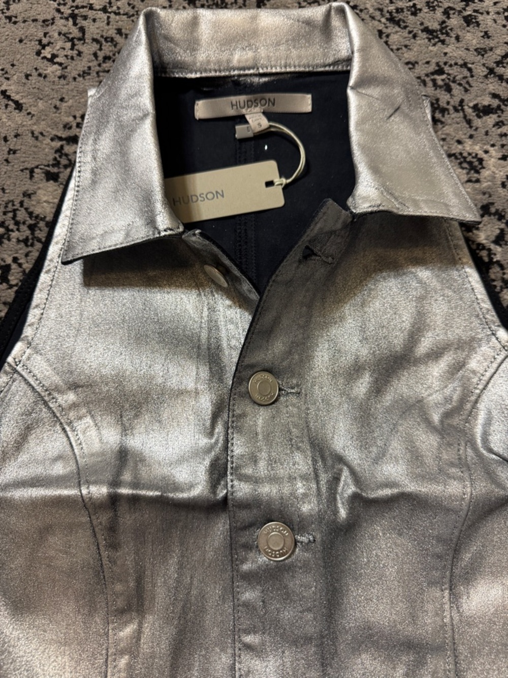 Hudson Metallic Silver Button-Front halter Vest - Picture 3 of 7